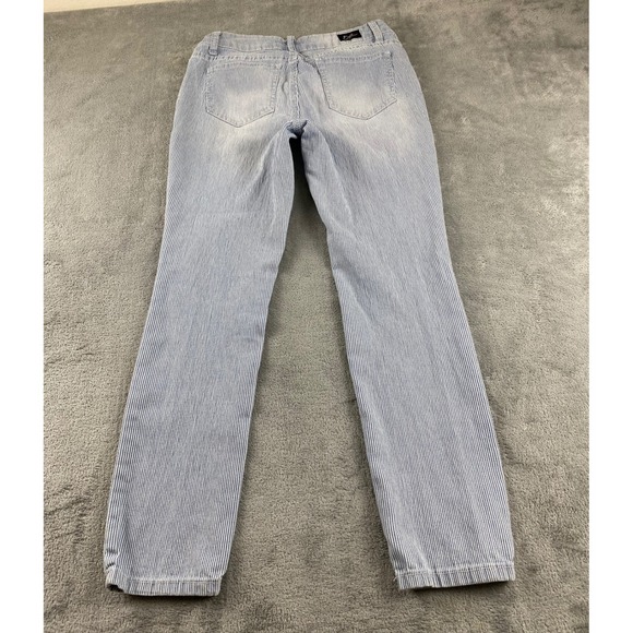 Earl Jean Women's Size 4 Blue Striped Skinny Ankle Jeans Low Rise Casual Denim - Picture 13 of 14